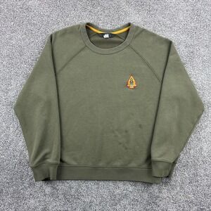 REI CO-OP Sweatshirt Mens Large Green Embroidered Patch Raglan Cut Gorpcore